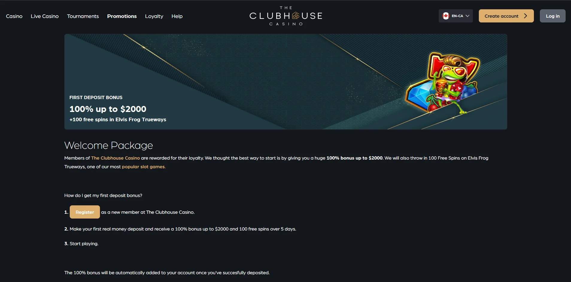 Clubhouse Casino Welcome Bonus